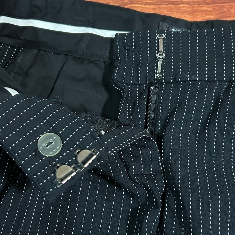 XOXO Women's Black with White Pinstriped Office Short - Picture 5 of 12
